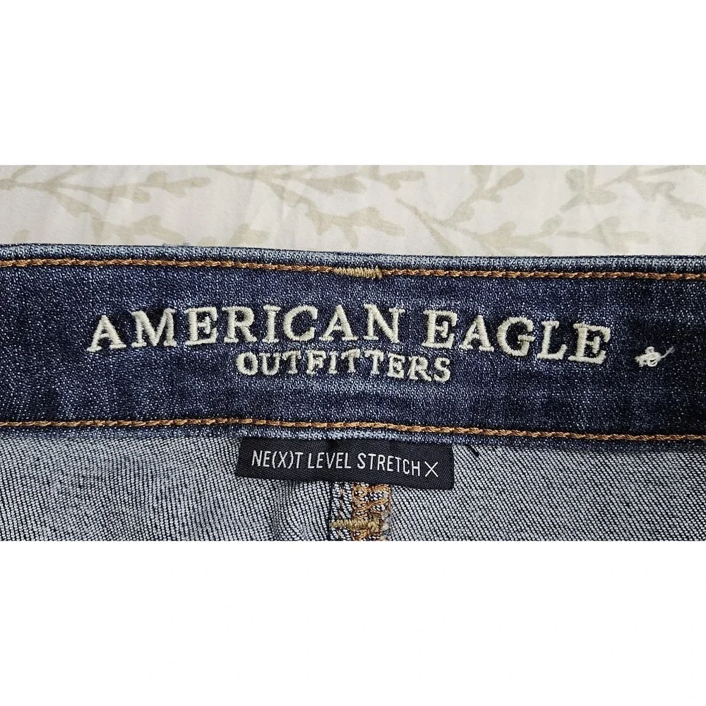 American Eagle Hi-Rise Mini Skirt‎ Side Zippers Blue Denim Cutoff Mini Size 0